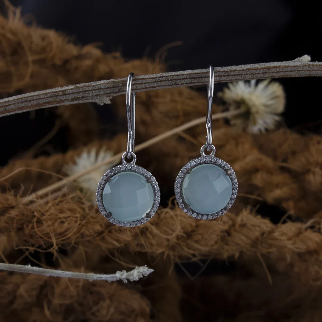 Aqua Blue Chalcedony Earrings