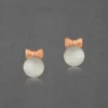 Royal Rose Gold Bow Pearl Stud Silver Earrings - Image 2