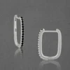 Rectangular Hoop Silver Earrings - Image 3