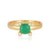 Gold-Plated Ring with Green Gemstone and Clear Crystal Accents - Image 2