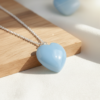 Blue Opal Heart Pendant Necklace Sterling Silver - Image 4