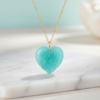 Amazonite Heart Pendant Necklace 925 Silver Gold Plated Virgo - Image 9