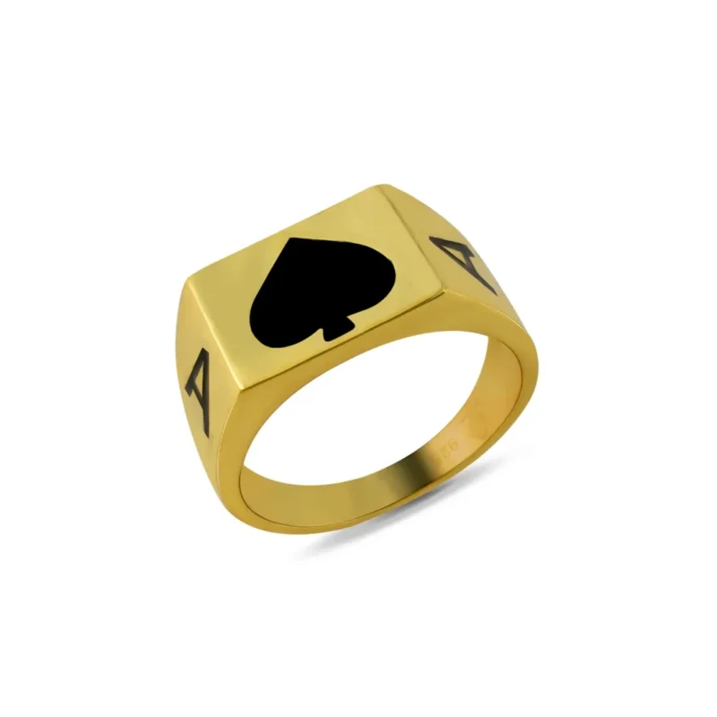 Ace of Spades Poker Silver Ring