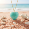 Amazonite Heart Pendant Necklace 925 Silver Gold Plated Virgo - Image 8