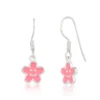 Sterling Silver Flower Hook Earrings in Pink for Women - Image 2