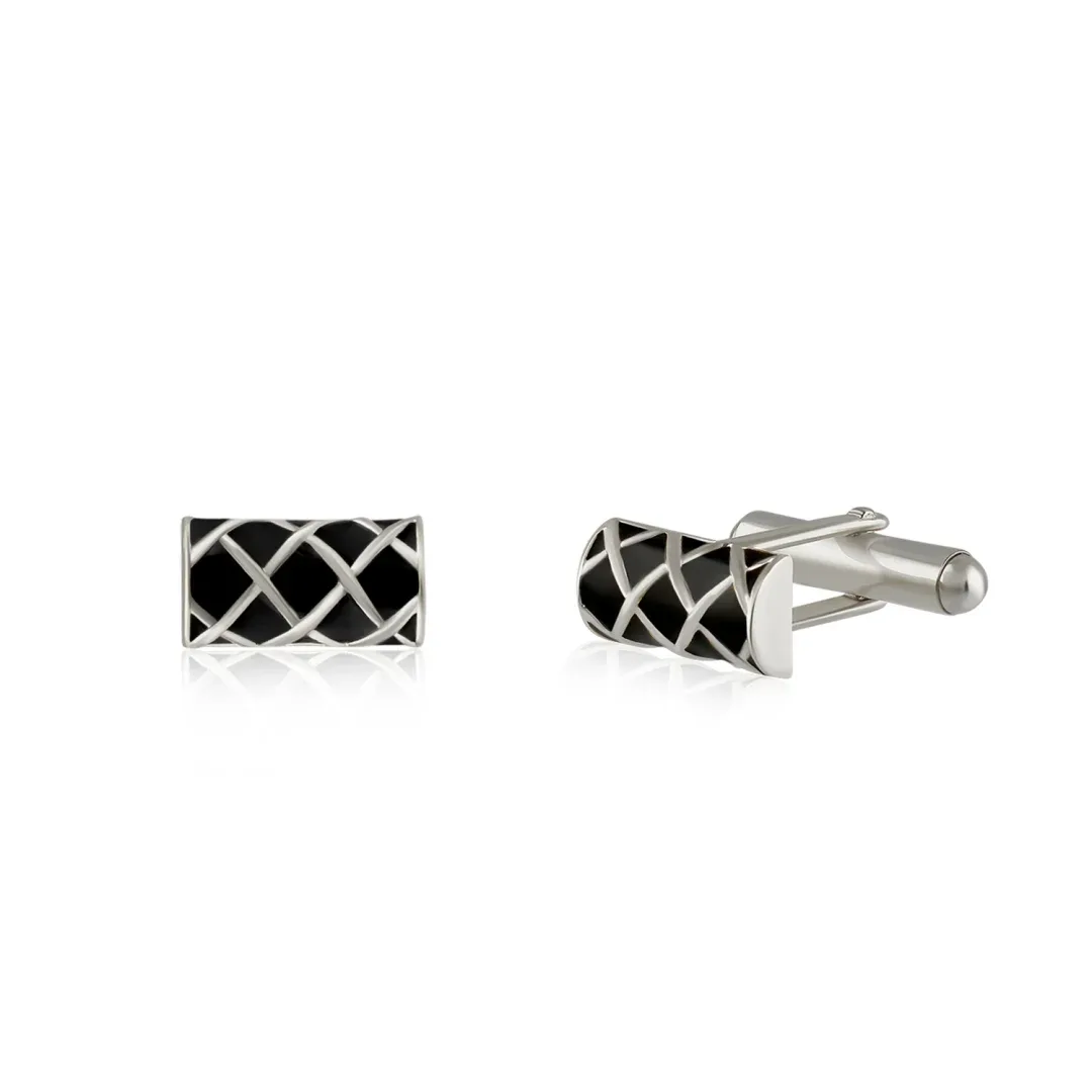 13-1.webp Plaid Patter Cylinder Cufflink For Men - Image 1