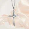 Unisex Cross Silver Necklace with American Diamond - Image 9