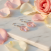 Rose Quartz Earrings 925 Silver Rhodium Taurus - Image 2