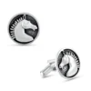 Unique Horse Silver Oxidized Cuff-links