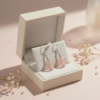 Rose Quartz Earrings 925 Silver Rhodium Taurus - Image 5