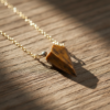 Tiger Eye Crystal Kite Pendant Gold Plated Necklace - Image 7