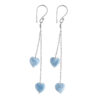 Blue Opal Heart Dangle Earrings Silver October Birthstone
