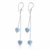 Blue Opal Heart Dangle Earrings Silver October Birthstone - Image 4