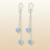 Blue Opal Heart Dangle Earrings Silver October Birthstone - Image 11
