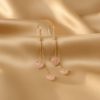 Rose Quartz Double Heart Drop Earrings Gold Plated Love Stone - Image 2