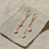 Rose Quartz Double Heart Drop Earrings Gold Plated Love Stone - Image 8