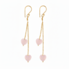 Rose Quartz Double Heart Drop Earrings Gold Plated Love Stone - Image 3