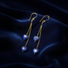 Lapis Lazuli Double Heart Earrings Gold Plated Sagittarius - Image 2