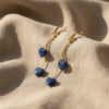 Lapis Lazuli Double Heart Earrings Gold Plated Sagittarius - Image 4