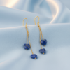 Lapis Lazuli Double Heart Earrings Gold Plated Sagittarius - Image 5