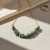 Raw Emerald Chip Bead Bar Necklace Gold Plated May - Image 8