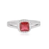 Elegant 925 Sterling Silver Ring with Red Square-Cut Gemstone and Clear Accents - Image 3