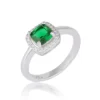 Classic Emerald and Diamond Cushion Halo Ring