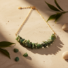 Raw Emerald Chip Bead Bar Necklace Gold Plated May - Image 4