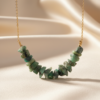 Raw Emerald Chip Bead Bar Necklace Gold Plated May - Image 2