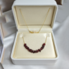 Garnet Chip Bead Bar Necklace 18K Gold Plated January - Image 9