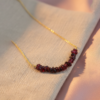 Garnet Chip Bead Bar Necklace 18K Gold Plated January - Image 8