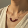 Garnet Chip Bead Bar Necklace 18K Gold Plated January - Image 7
