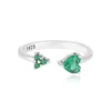 Heart-Shaped Green Gemstone Adjustable Ring - Image 2