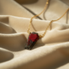 Bloodstone Coffin Necklace 925 Silver Gold-Plated March - Image 7