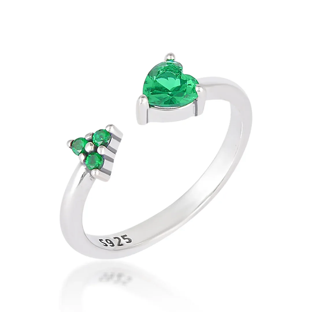 6-2.webp Heart-Shaped Green Gemstone Adjustable Ring - Image 1