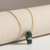 Moss Agate Coffin Necklace 925 Silver Gold Plated Virgo - Image 6