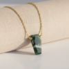 Moss Agate Coffin Necklace 925 Silver Gold Plated Virgo - Image 4