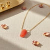 Carnelian Coffin Pendant Gold Plated Necklace July Birthstone - Image 3