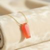 Carnelian Coffin Pendant Gold Plated Necklace July Birthstone - Image 5