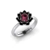 Enchanting Ruby Blossom Sterling Silver Ring