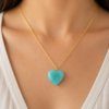 Amazonite Heart Pendant Necklace Silver Gold Plated - Image 2