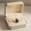 Amethyst Pendant Necklace 925 Silver Rhodium - Image 3