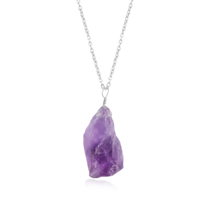 Amethyst Solitaire Pendant, Sterling Silver