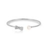 Silver Infinity Bow tie Pearl Bangle For Her - Image 2