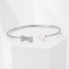 Silver Bow tie Pearl Bangle For Her - Image 4