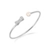Silver Infinity Bow tie Pearl Bangle For Her