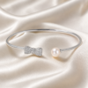 Silver Bow tie Pearl Bangle For Her - Image 5