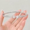 Silver Bangle Heart Shape Stone For Her - Image 7