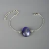 Purple Agate Oval Shape Silver Bracelet - Image 2