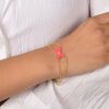 Elegant Butterfly Gold Micron Chain Bracelet with Red Pink Enamel - Image 3